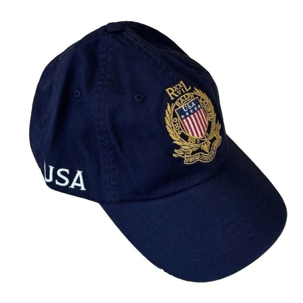 NWT Polo Ralph Lauren USA Crest 2026 Soccer Navy Blue Strapback Hat Cap Football